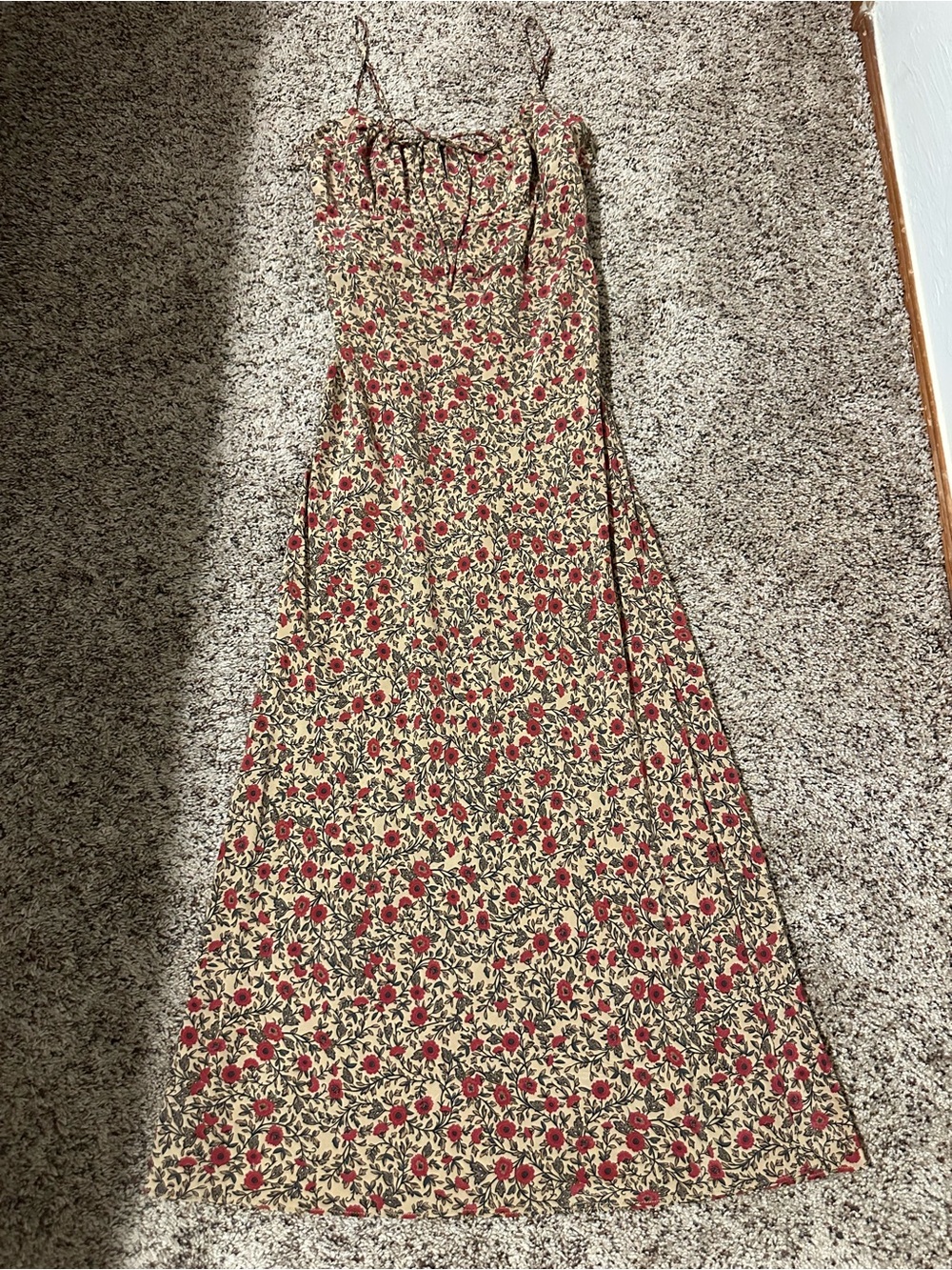 100% silk The Alba Dahlia | Silk Floral Midi
Dress Floral Spaghetti Strap Dress
